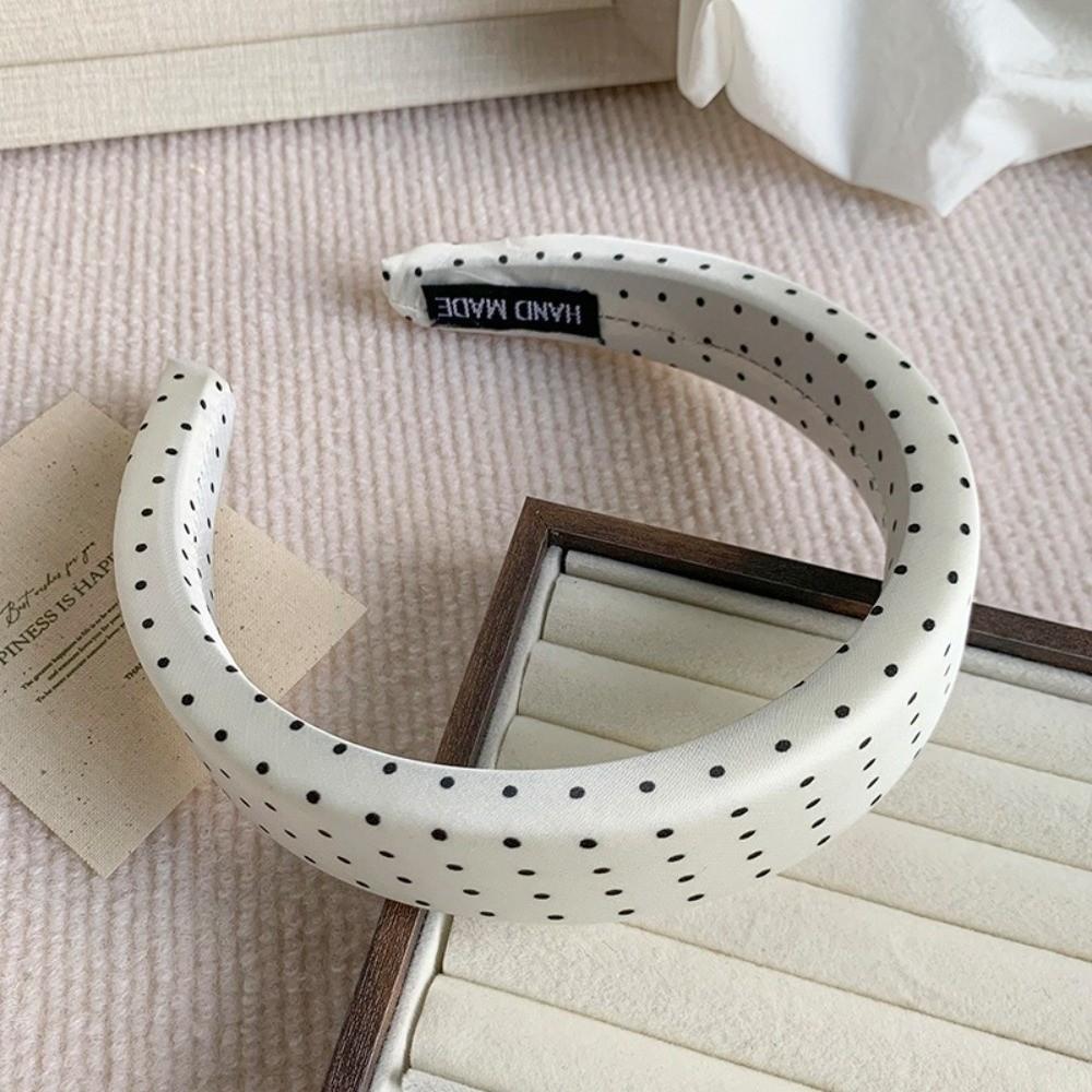 Black White Color Polka Dot Headband Non-Slip Temperament Hair Band Fashion Wide Headband Casual