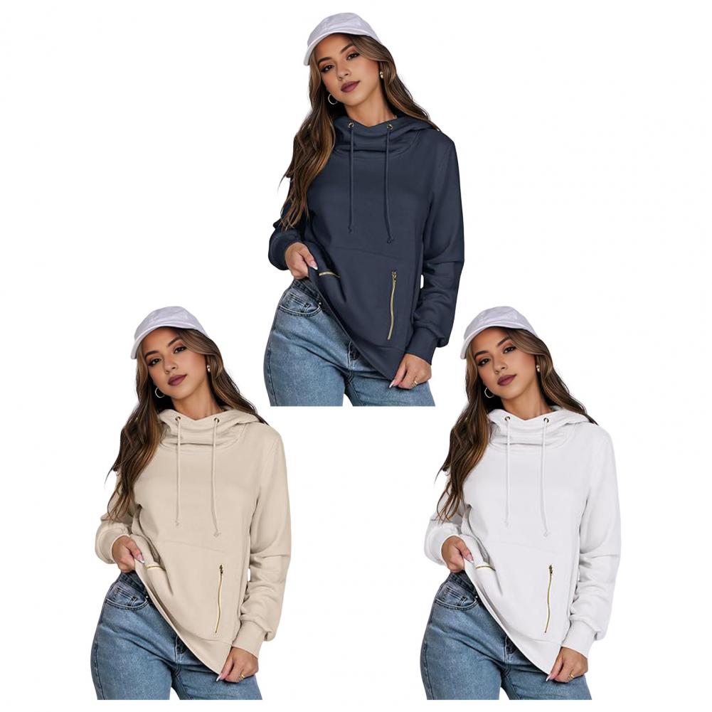 Толстовка Lady Dall Winter Hoodie с карманами на молнии, эластичными манжетами, однотонным шнурком, длинными рукавами, в стиле преппи, с капюшоном, спортивная, Fitne