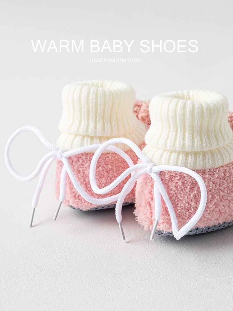 Warm Lambswool Fleece Baby Prewalker Shoes - Non-Slip, Thickened for Autumn/Winter
