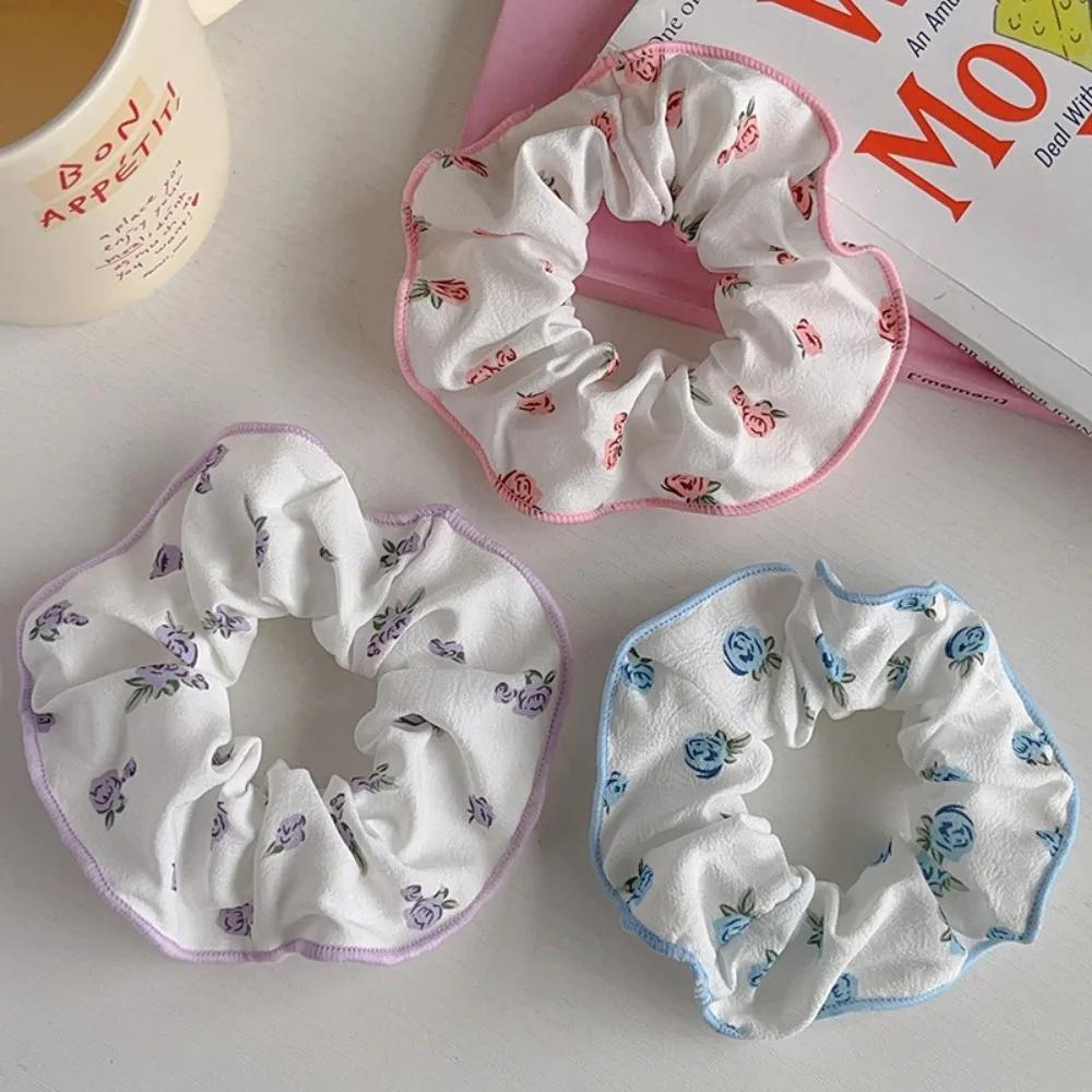 European and American Romantic Flower Elasticity Hair Ties for Women Girls Ponytail Holder Scrunchies Korean Hair Accessories