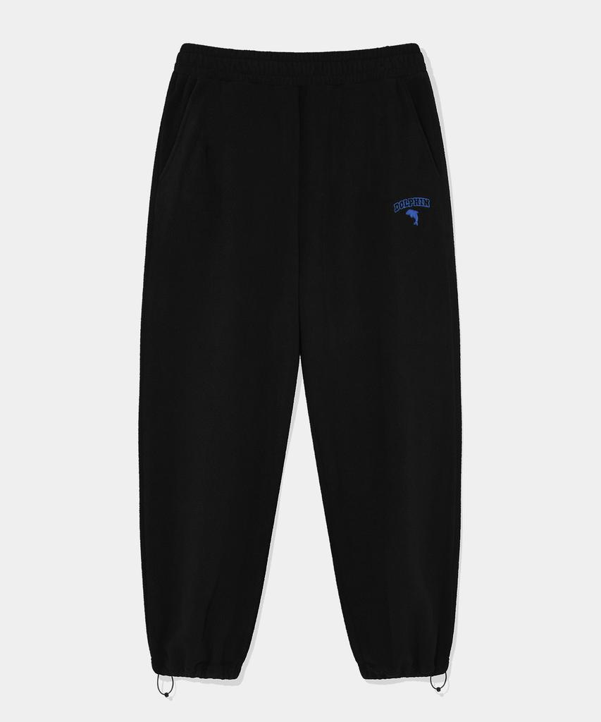 DOLPHIN WAVE APPAREL Флисовые штаны на шнурке с вышивкой в виде цепочки дельфина Черные