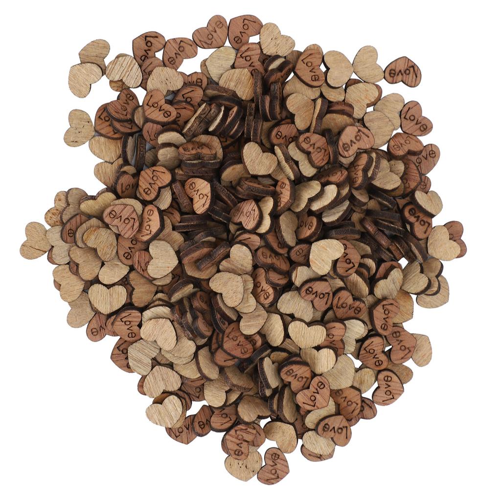 300Pcs Wooden Heart Confetti Natural Craft DIY Ornament Valentine"s Day Wedding Decoration