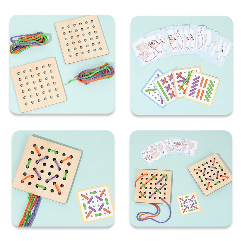 Children's Educational Threading Board: Shoelace-Tying, Logical Thinking & Concentration Game for Kindergarten.