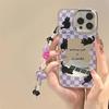 Zhitai Мультяшный силиконовый чехол для iPhone 15 Pro - Три в одном: зеркало, браслет 12, 14, 16 Pro Max.