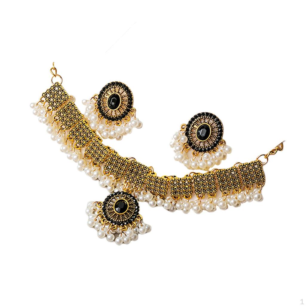 Necklace Earring Set Trendy Statement Pendant Jewelry for Brides Girls