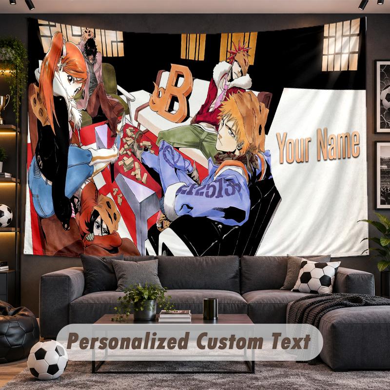 Bleach anime Personalized Tapestry Support Custom Name, Wall Art Home Decoration
