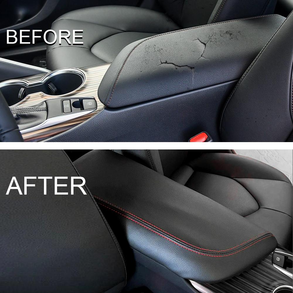 For Toyota Camry 2018 2019 2020 Car Armrest Box PU Black Leather Center Console Armrest Protector Cover Pad Interior Accessories