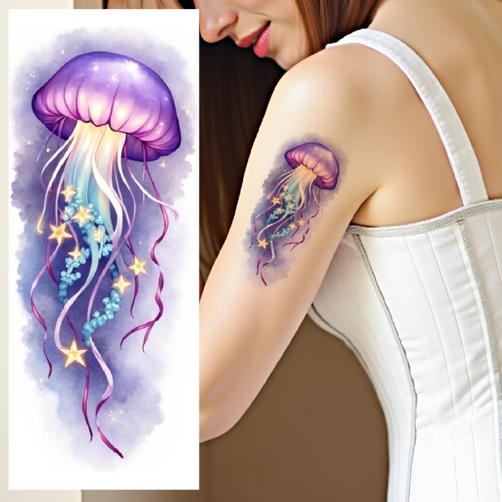 12 шт. Временные татуировки Боевые рыбки Разноцветные Реалистичные Морские звезды Странные рыбы Водонепроницаемые Долговечные Наклейки на тело Улитка Для