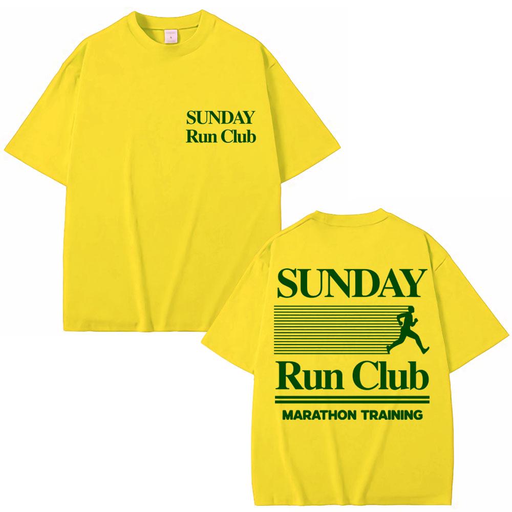 Sunday Running Club Graphic Summer T Shirt Cotton Breathable Sporty  Jogging Tshirts Unisex Women Oversized Cotton Casual Tshirt