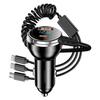 Car Charger Fast Charging Cigarette Lighter USB Charger With 3 In 1 Charging Cable Car Phone Charger For iPhone Samsung XIaomi