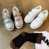 Мягкая коровья кожа~ толстая подошва с увеличением роста, спортивная и повседневная обувь на липучках, из натуральной кожи, маленькие белые туфли, женские осенние новые модели