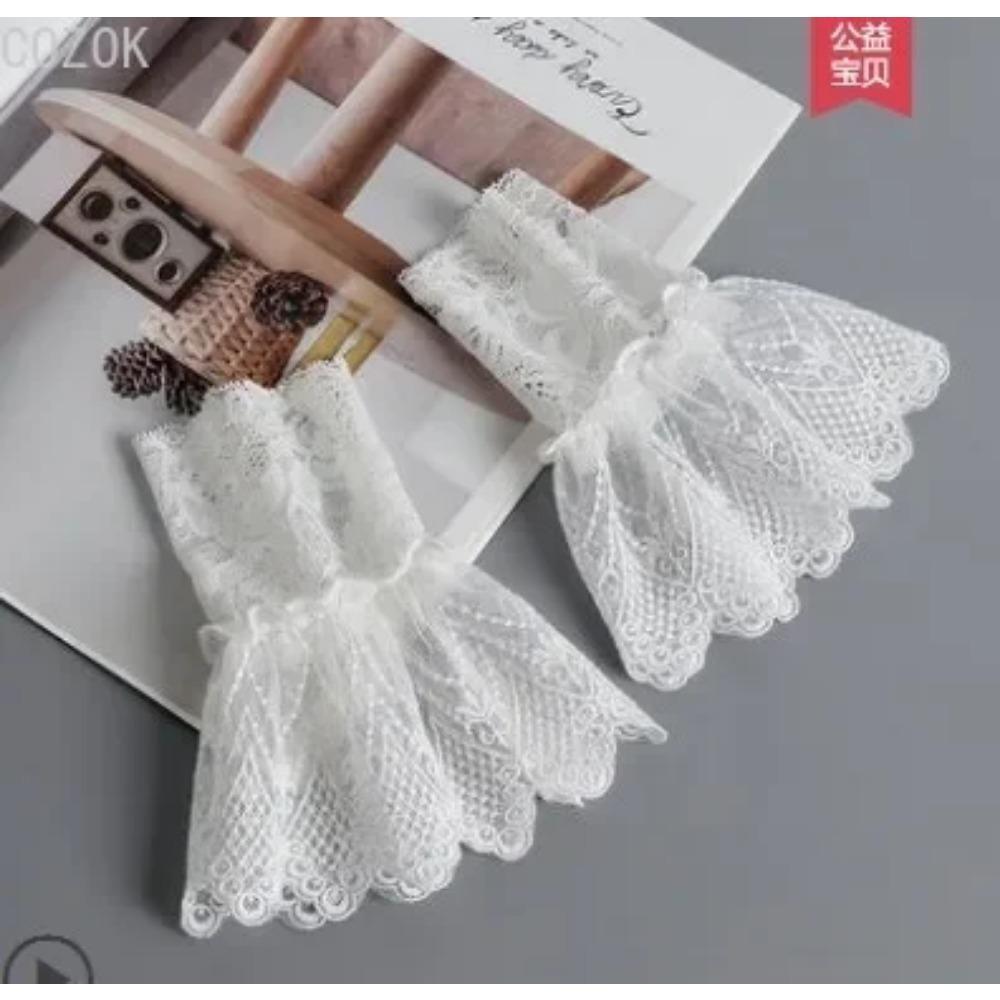 DIY Detachable Cuffs Cuff Extension Embroidery Lace Daisy Fake Sleeves Elastic Wild Wrist Pleated Organ Lolita Fake Sleeves