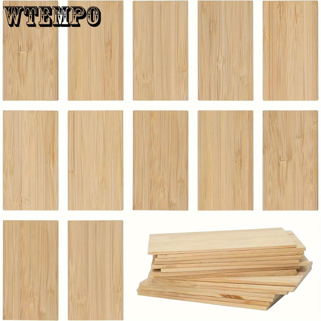 20-Pack Unfinished Bamboo Wood Planks for Carving and Crafts, Rectangular Blank Bamboo Panels