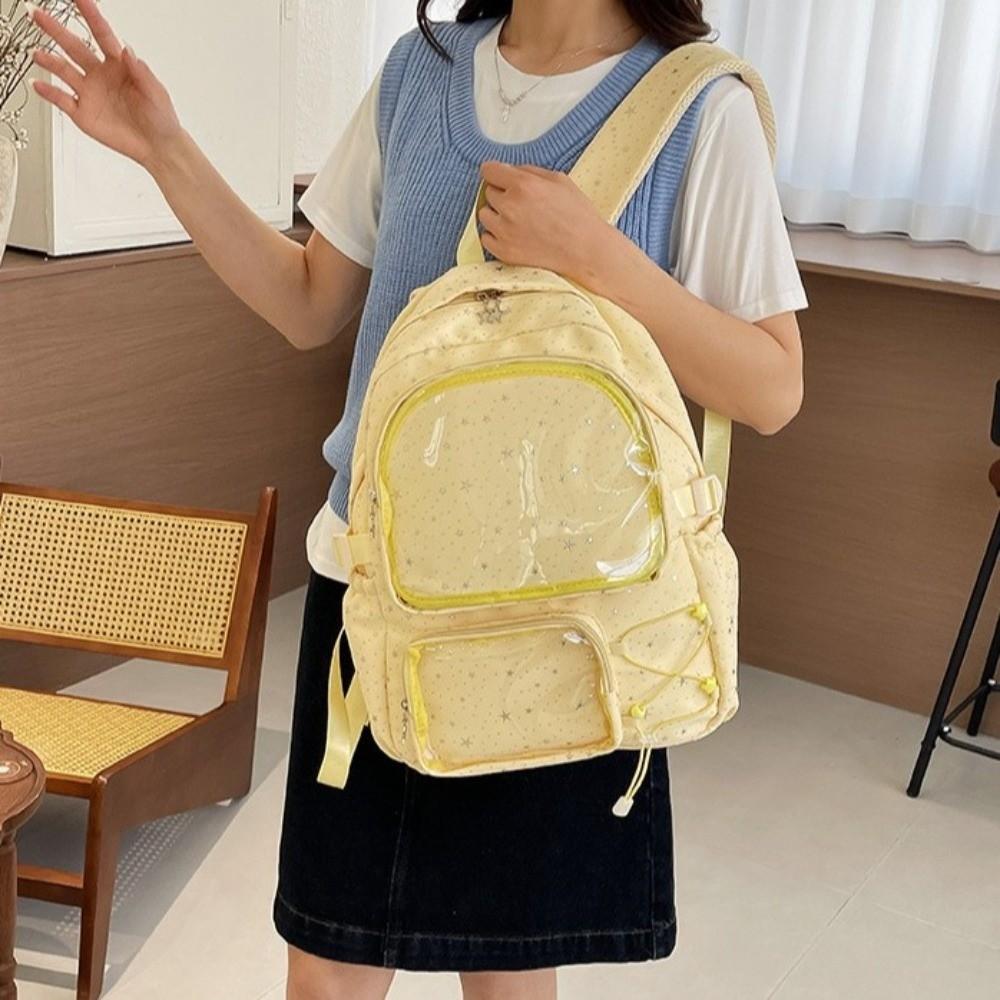 Oxford Cloth Star Backpack Print Transparent Itabag Casual Nylon Backpack  Women