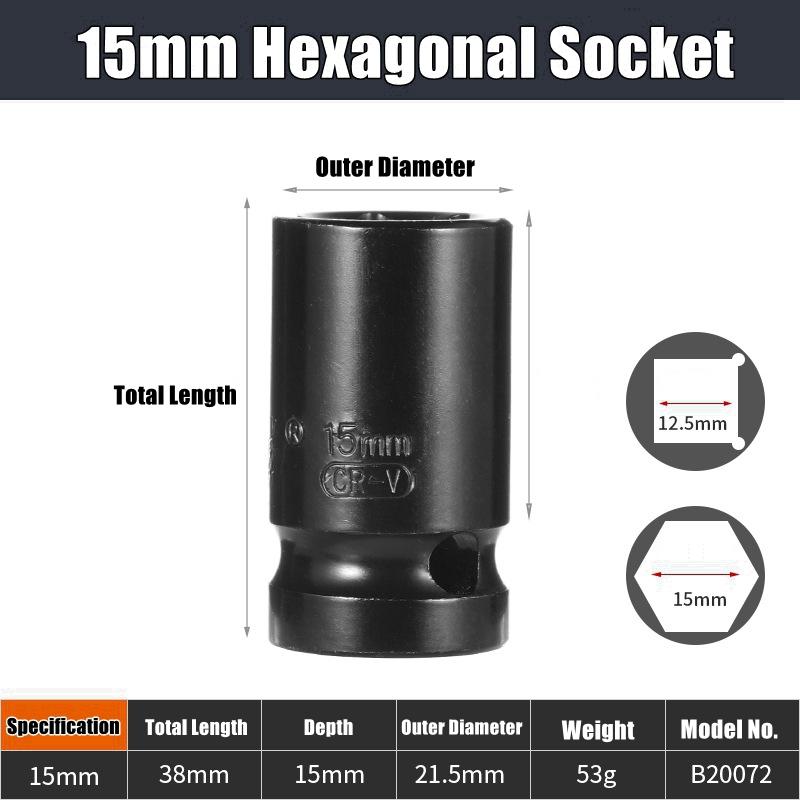 Набор глубоких ударных головок 1/2" Привод Метрический ключ Черная головка Глубокая ударная головка Пневматическая головка Инструменты для снятия шин