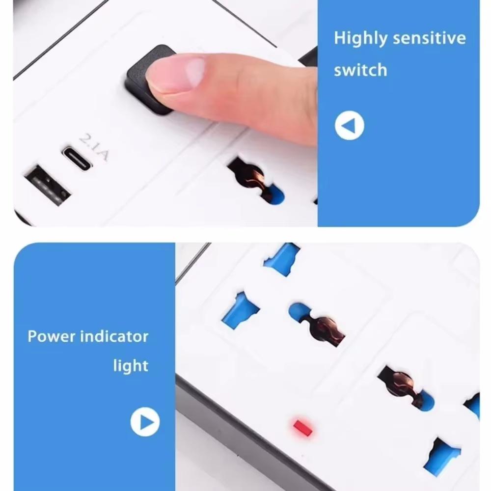Универсальная удлинительная розетка TypeC USB-порт Розетка Удлинитель 2 м Розетка питания от сети Зарядка Электрическая розетка EU US UK Вилка