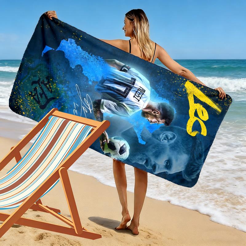 Lionel Messi: Legend Field beach towel Beach towel for vacation photos soft swim quick-drying swim towel Outdoor pool towel Comfort