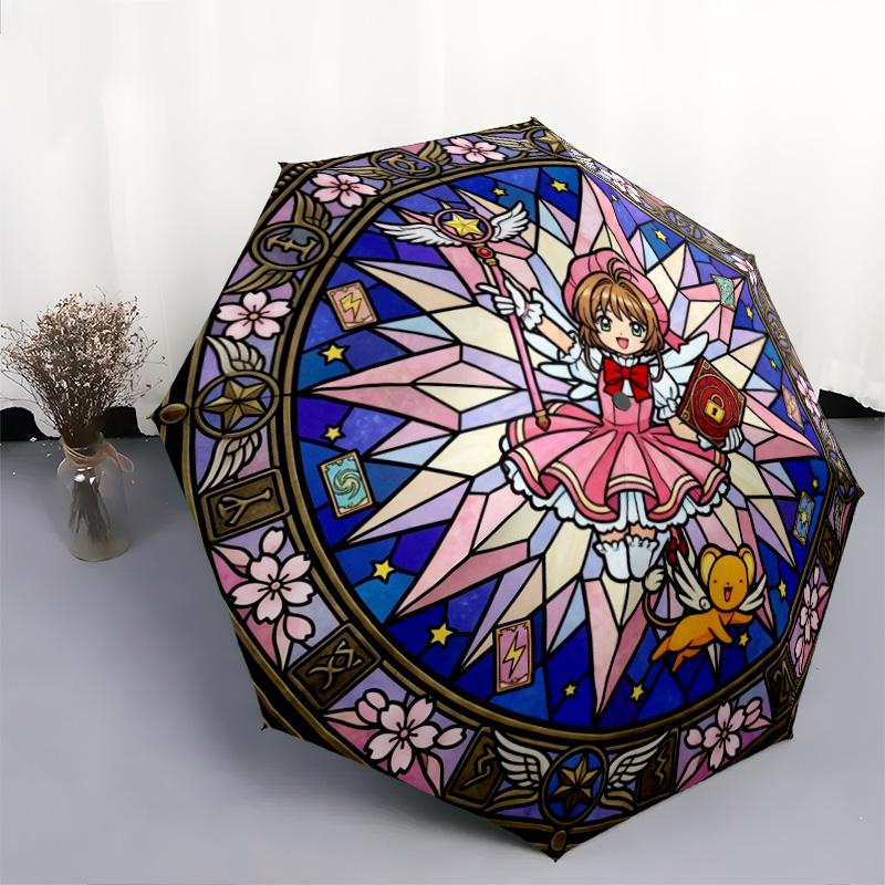 1 шт. Автоматический складной зонт с рисунком Cardcaptor Sakura, 8 спиц, портативный, складной, для путешествий, Рождественский, День рождения, Подарок