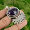 Oval African Amethyst Stone Wife Wedding February Pendant 925 Sterling Silver