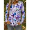 Women's 3D Colorful Floral Print T-shirt Fashion Long Sleeve Round Neck Regular Tops Holiday Weekend Spring Autumn