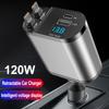 Автомобильное зарядное устройство 120 Вт 4 в 1 с выдвижным кабелем USB Type-C для iPhone Samsung, кабель для быстрой зарядки, адаптер прикуривателя