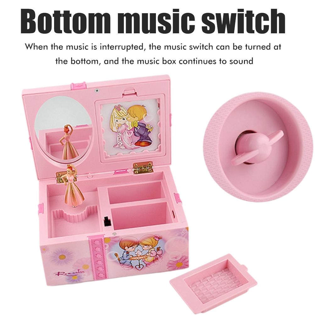 Exquisite Musical Jewelry Box for Girls Princess Dancing with Music with Cute Bow Knots Painting