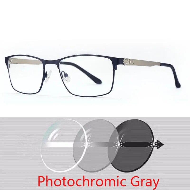 Дизайнерские очки для чтения без винтов, фотохромные серые очки для дальнозоркости, очки для дальнего зрения с силой от 0 до +400