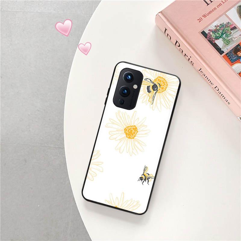 Для OnePlus 9 Pro 8 5G 7 9R 7T 8T Z Daisy Sunflower Черный матовый чехол из ТПУ с росписью чехол для телефона OnePlus Nord 2 CE N10 N100 N200