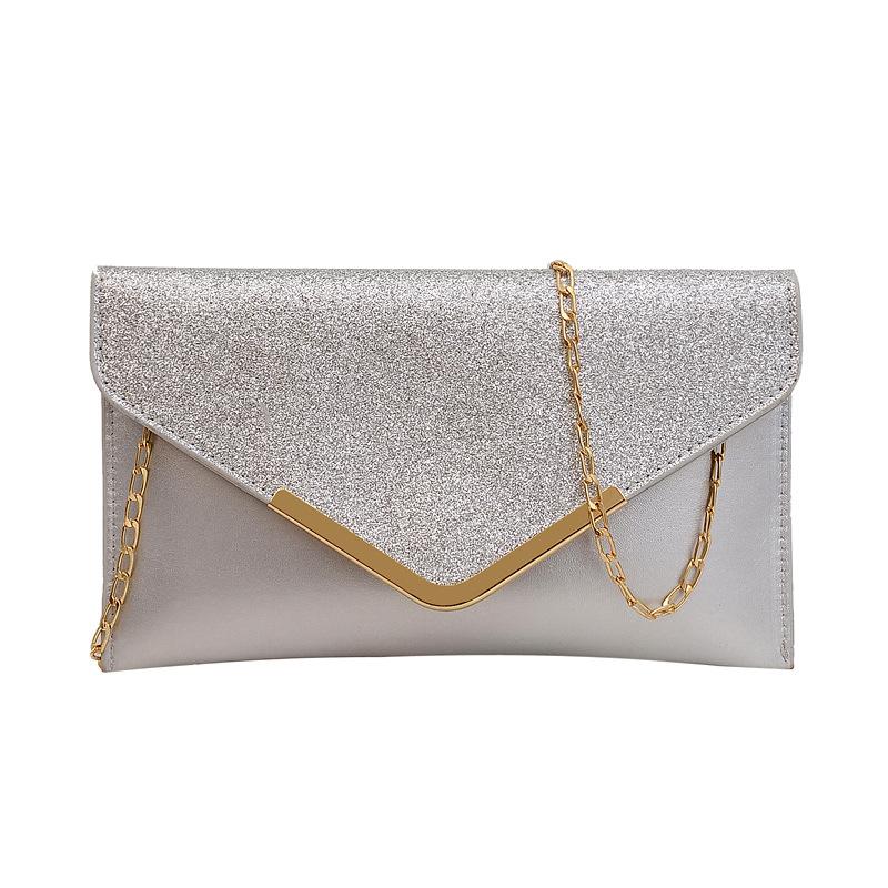 Новая европейская и американская модная блестящая сумка для ужина V-образная сумка-клатч с пайетками на одно плечо с цепочкой и косой петлей