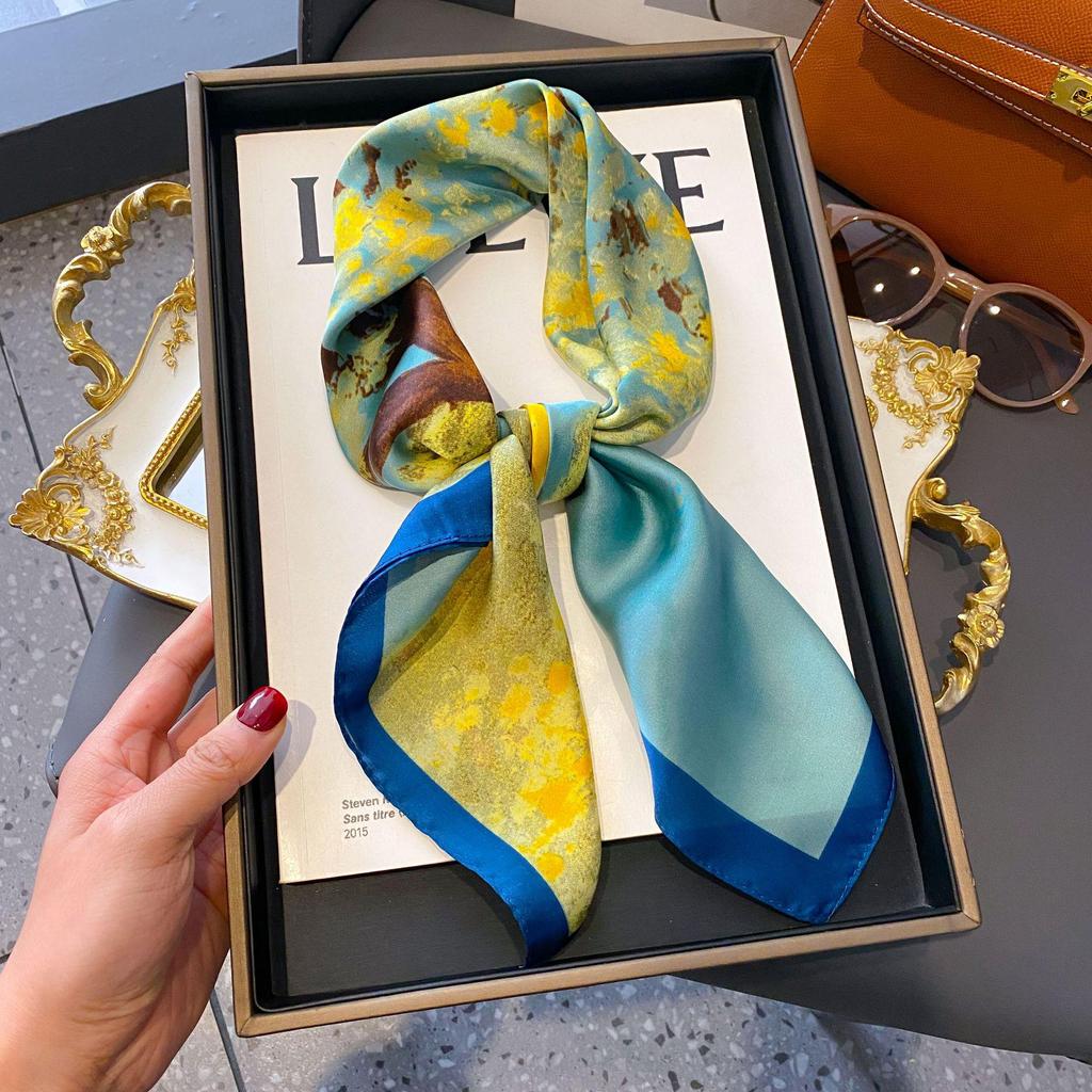 70cm Korean-Style Silk Square Scarf: Fashionable, Versatile Neck Protection and Decorative Accessory