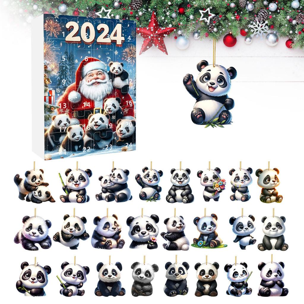 Panda Holiday Countdown Calendar Featuring 24 Acrylic Backpack Charms For Christmas Celebration