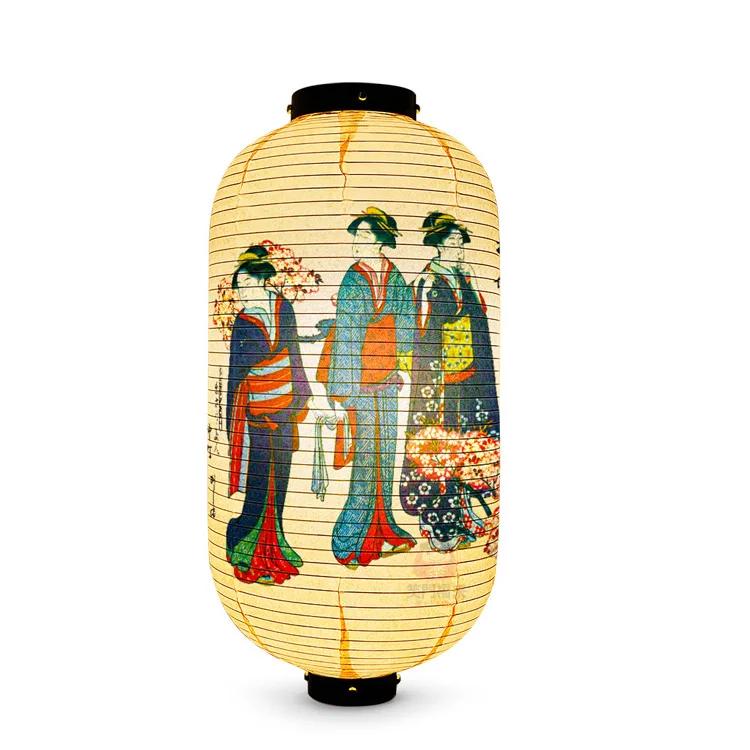 Japanese Style Geisha Pattern Lantern Waterproof Cloth Ukiyo-e Cuisine Restaurant Izakaya Decor Lantern Festival Party Decor