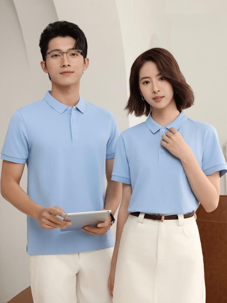 Летняя мужская и женская футболка с коротким рукавом и лацканом, однотонная, YG-688