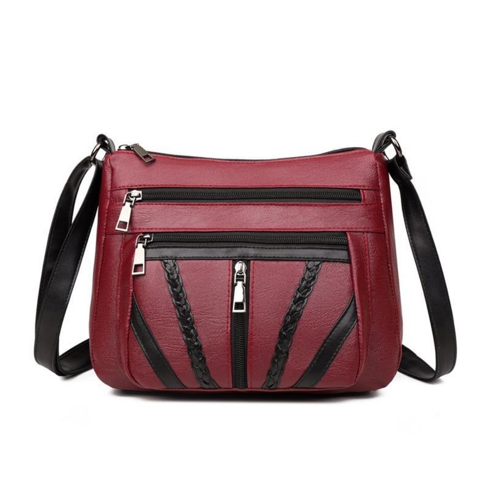 Large Capacity Women PU Shoulder Bag Minimalist Waterproof Crossbody Handbag Vintage PU Leather Messenger Bag Phone Purse