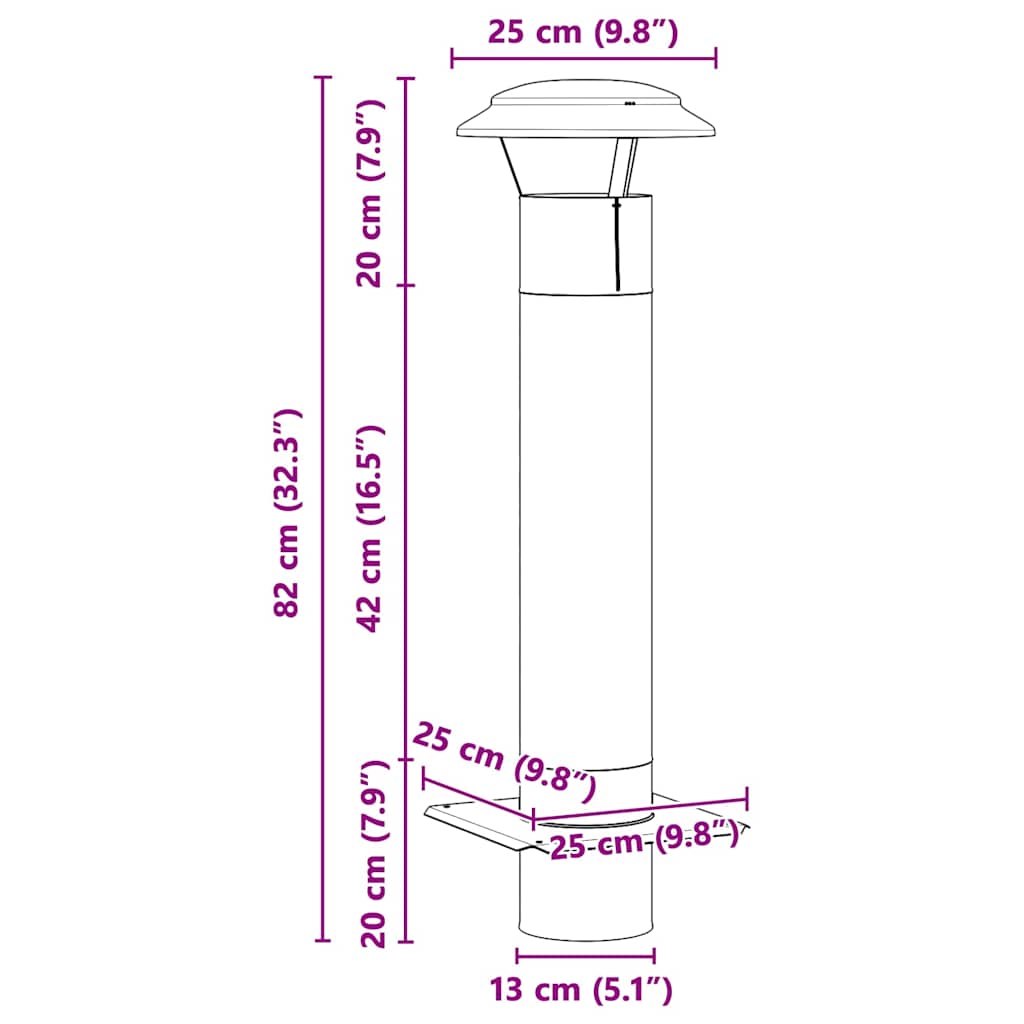 Fireplace Extension Silver 25 x 25 x 82 cm Stainless Steel