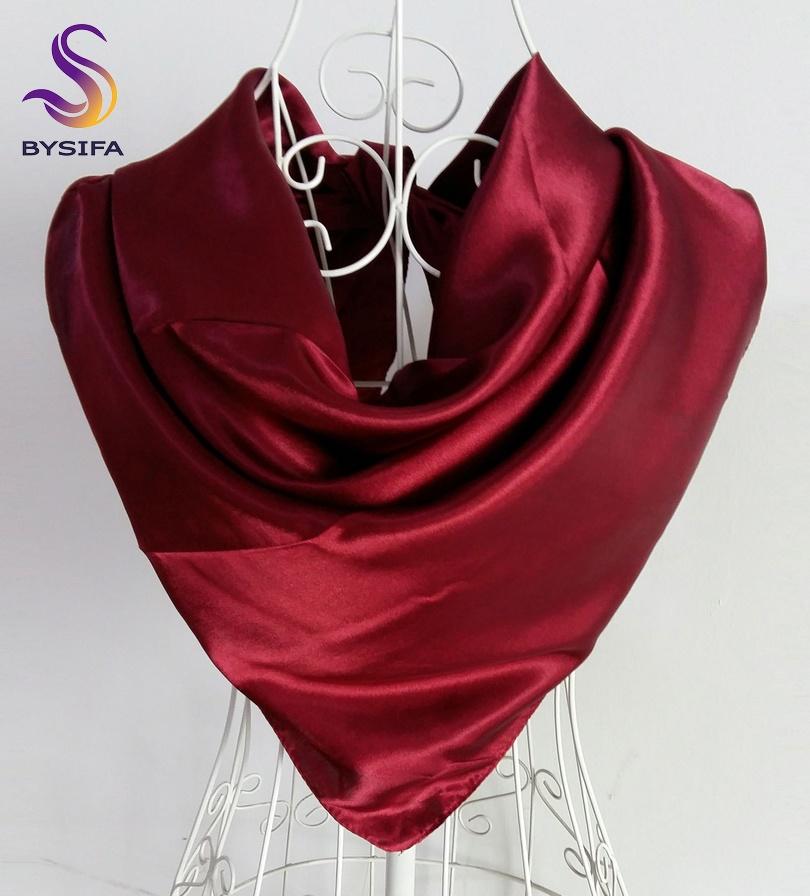 BYSIFA Женские однотонные шелковые шарфы Модные аксессуары Весна Осень Женские декоративные головные платки Новые фиолетовые розовые шарфы
