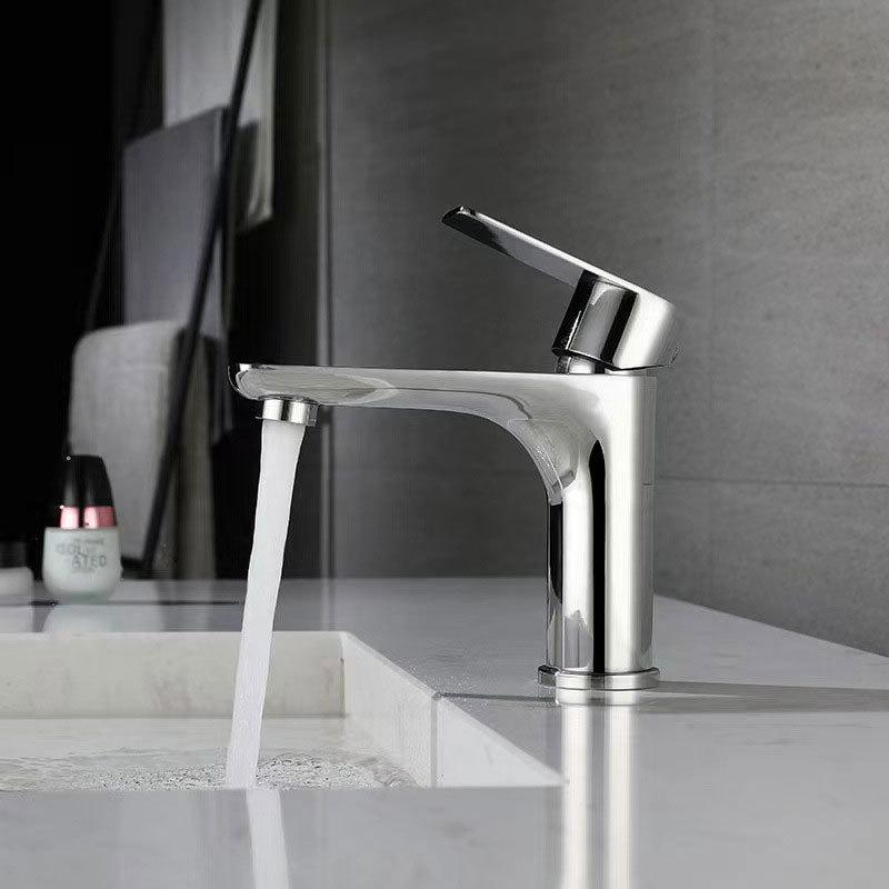 304 Stainless Steel Bathroom Faucets Deck Mounted Hot Cold Mixer Tap Single Cold Lavatory Washing Basin Sink Faucet