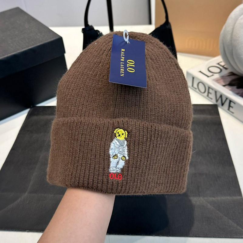 Stylish Acrylic Knit Cap For Autumn And Winter With Embroidered Character Design
