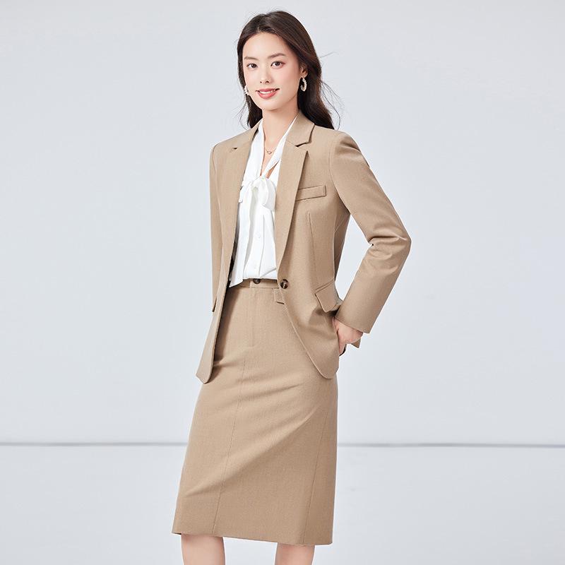 Женский формальный костюм средней длины: Черный/Темно-синий блейзер для осенней деловой, собеседований и профессиональной одежды