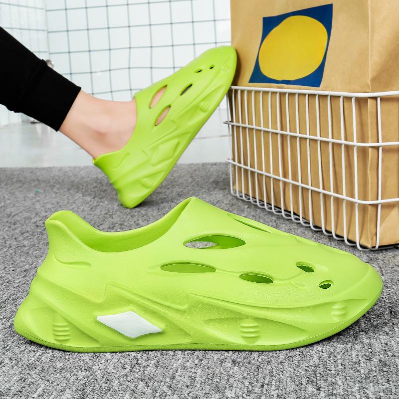 Solid Color Couple Slippers Summer Casual Breathable Sandals Fashionable Beach Shoes