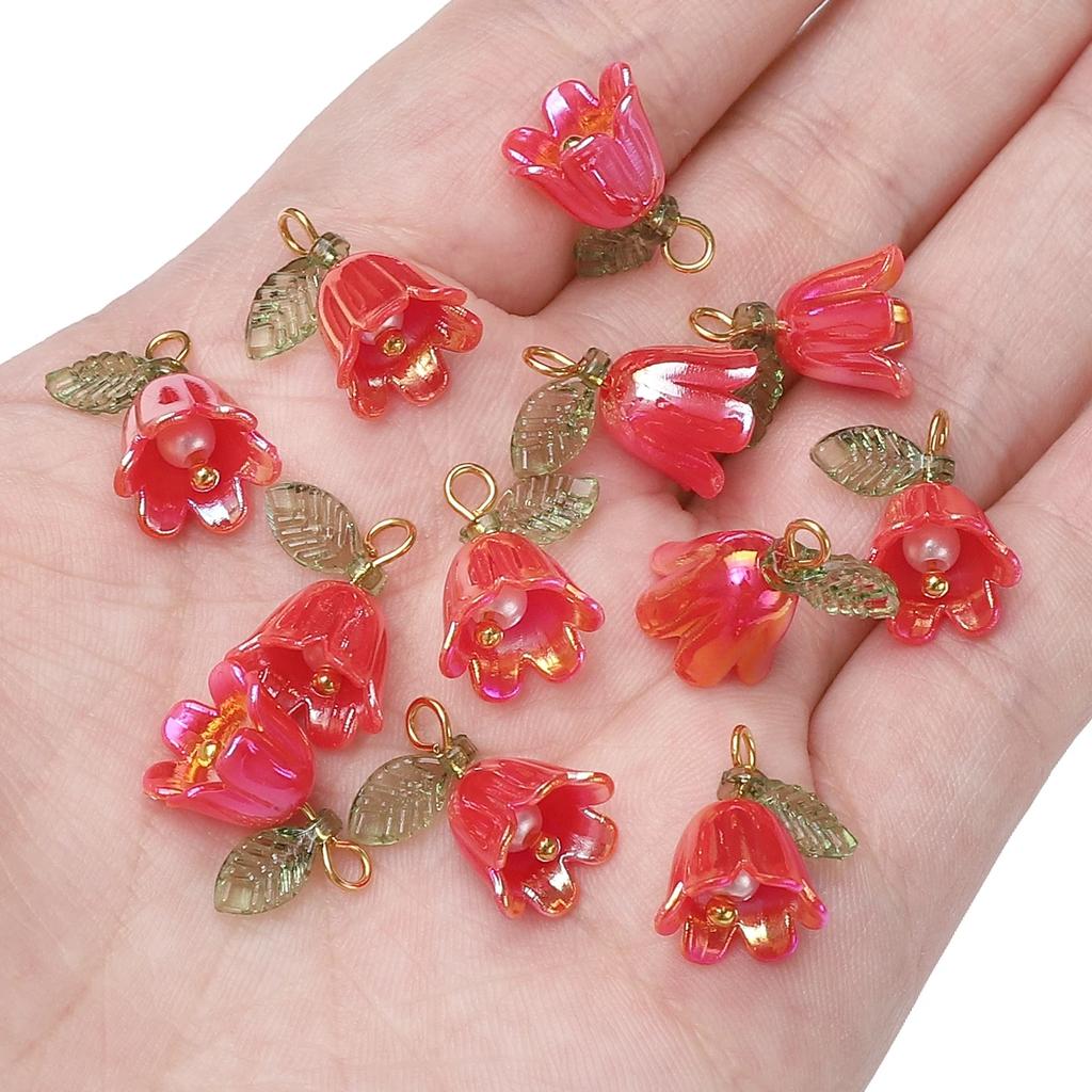 11x14mm 2-10Pcs acrylic lily of the valley flower bud beads plated with colored loose beads, handcrafted DIY making jewelry 2029