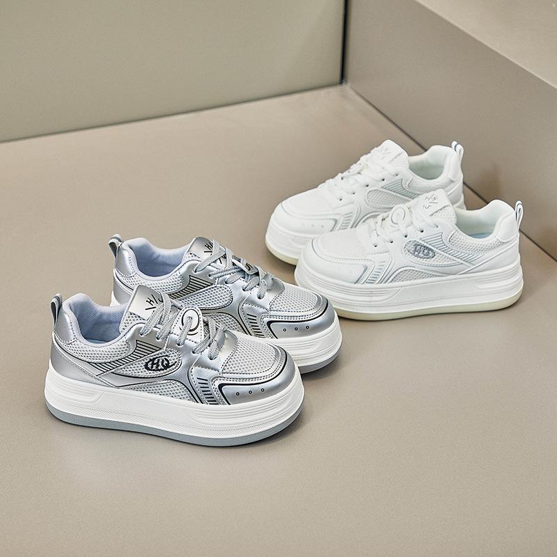 Women's Summer Casual Platform Sneakers Breathable Mesh Wanlking Shoes Comfortable Non-Slip Lace-Up Running Shoes for Women Chunky Tennis Sneakers