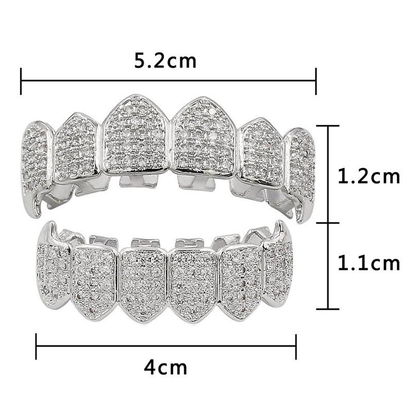 Хип-хоп GRILLZ Iced Out AAA Fang Mouth Teeth Grillz Caps Top Bottom Grill Set Вампирские грили