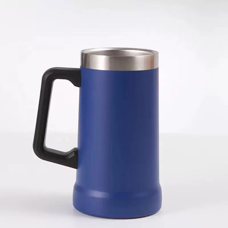 Large Capacity 24oz Brazilian Beer Mug, Insulated Stainless Steel with Double Layer Vacuum Handle