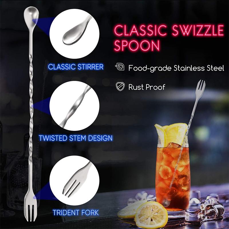 2Pcs Muddler for Cocktails Stainless Steel Cocktails Muddlers Pestle with Stirring Spoon Bartender Cocktail Shaker Bar Tool Set