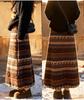 Юбка-фонарик в этническом стиле Fair Isle: Женская юбка средней длины, с высокой талией и кулиской по низу для осени/зимы