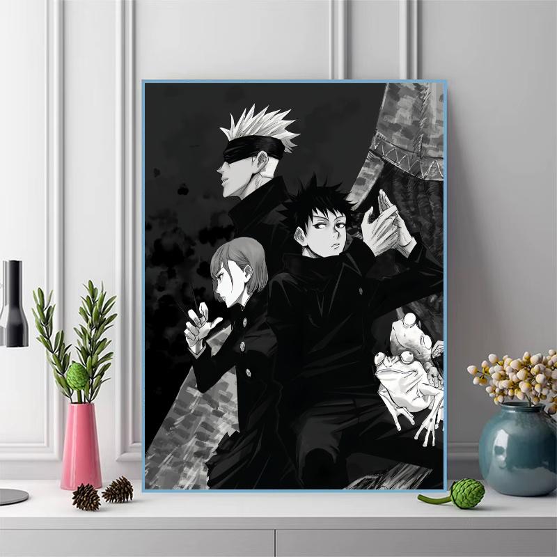 Jujutsu Kaisen Character Group Pattern  3pcs 100% Round Full Drill 5D DIY Diamond Painting Embroidery Cross Stitch Rhinestone Décor