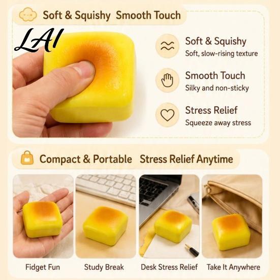 Durable PU Foam Toy Slow Rising Bread Squeeze Toy Realistic Round Toast Shaped Sensory Fidget Tactile for Kids Anxiety Relief Soft Decompression