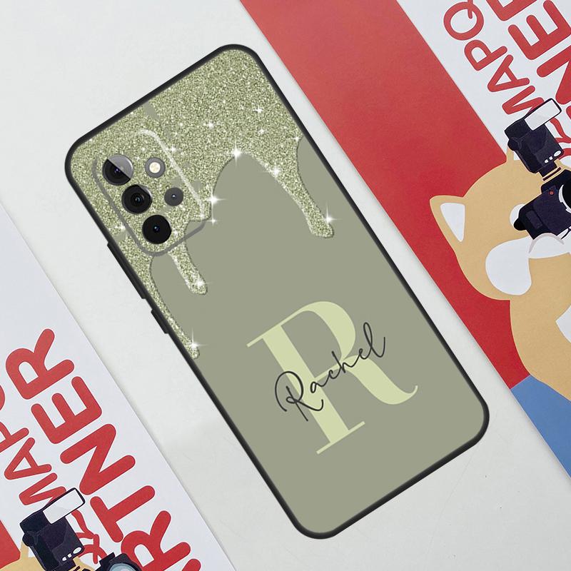 Personalised Name Slim Liquid Glitter Cover For Samsung Galaxy A34 A24 A54 A14 A52 A42 A32 A22 A12 A51 A71 A53 A33 A23 A13 Case