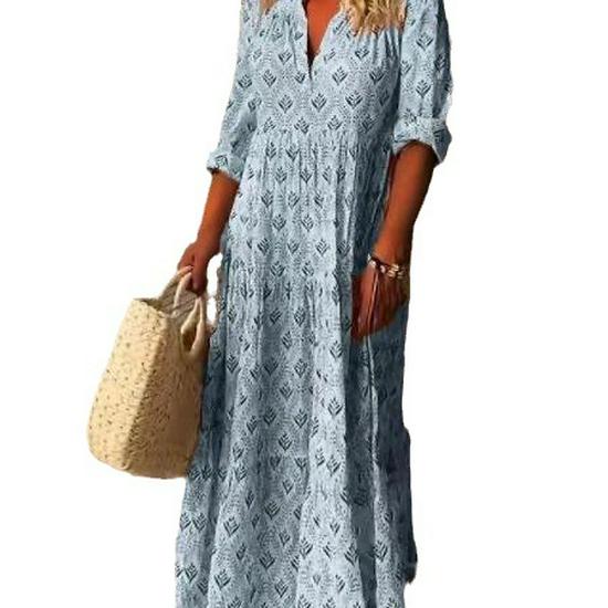 2023 Осень/Зима Ретро Стойка Воротник Свободный Большой Размер Модное Длинное Платье